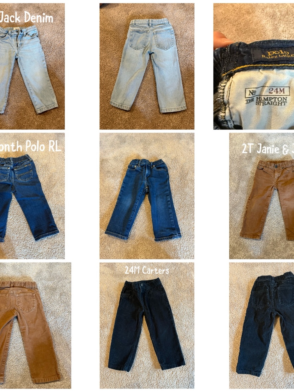 Lot of 24M/2T boys jeans. See pics for details.